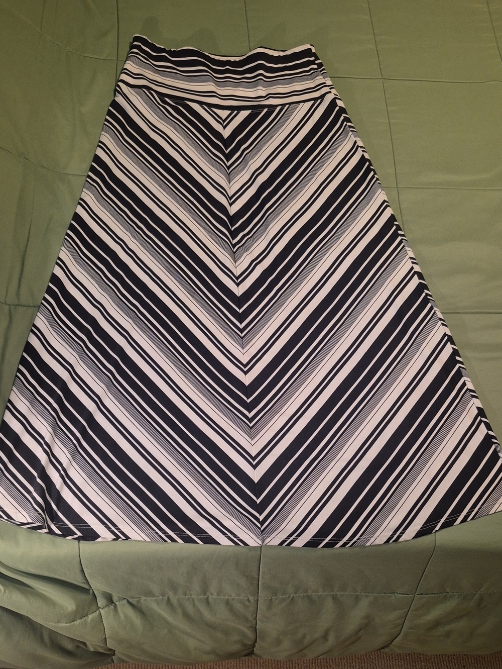 Coco Bianco Black and White Striped A-Line Skirt